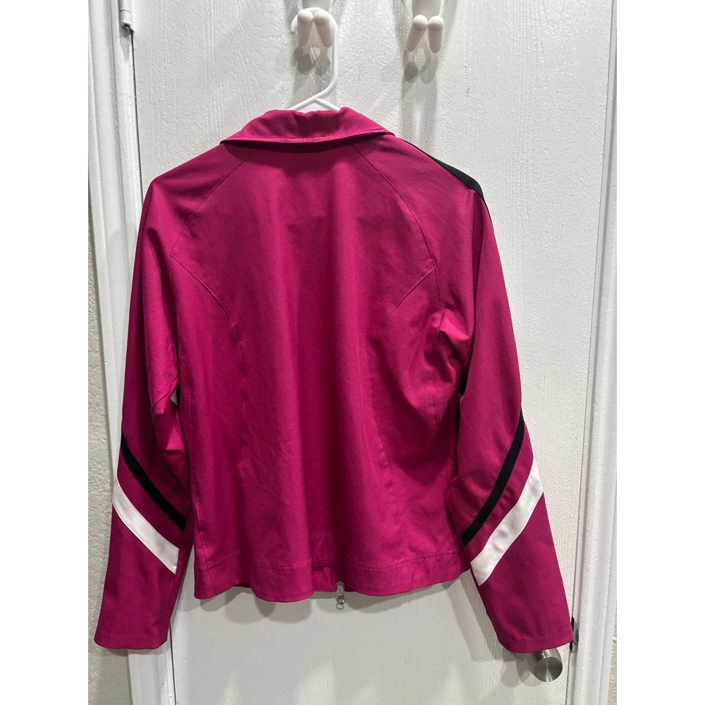 Nike Womens Track Jacket Magenta Pink White Black Colorblock Full Zip Large
